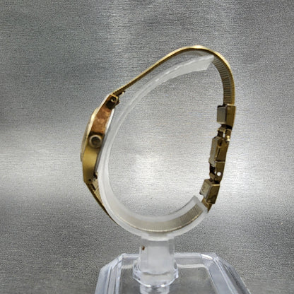 Seiko Watch Women 20mm Gold Dial Gold Tone Round 8Y21-0200 New Battery