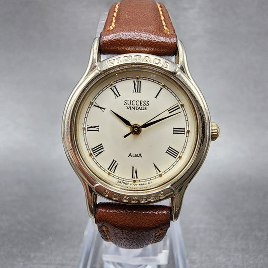 ALBA Success Vintage Watch Women 23mm Cream Dial Silver Tone Round New Battery0