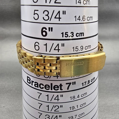 Citizen CQ Watch Women 25mm Champagne Dial Gold Tone Daydate 6000-914376 New Bat9