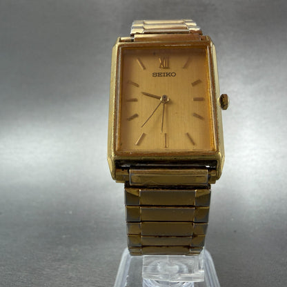 Seiko Tank Watch Men 24mm Gold Dial Gold Tone Rectangle V701-5E10 PARTS6