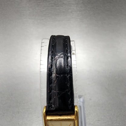 Seiko Tank Watch Women 13mm Champagne Dial Gold Tone 2e206129 New Battery4