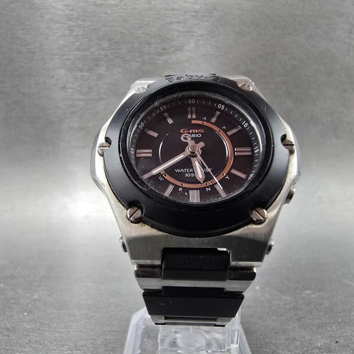 Casio Baby-G MSG-1500 Watch Women 35mm Black Dial Black Silver Round Works7