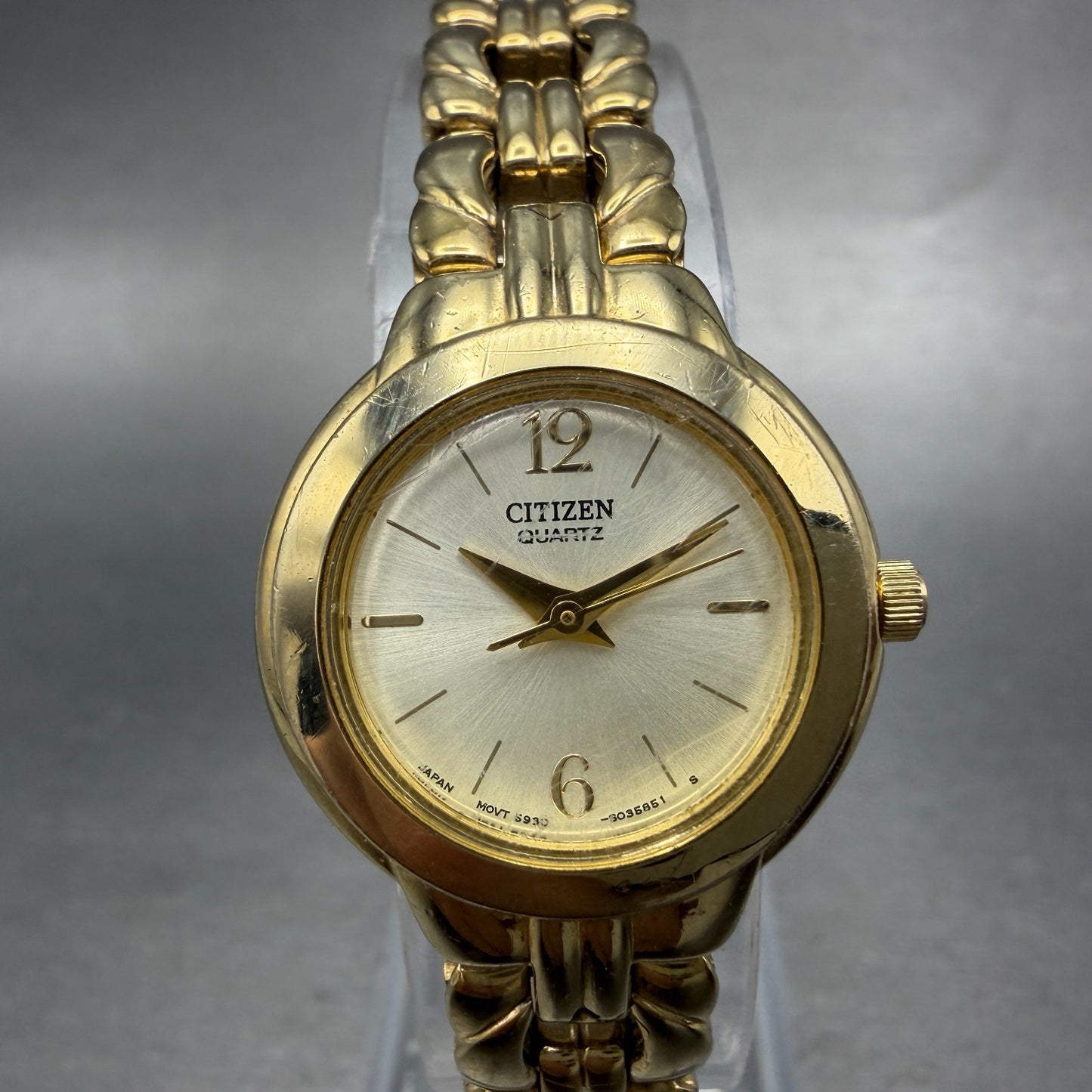 Citizen Watch Women 23mm Champagne Dial Gold Tone Round 5930-S021189 New Battery0