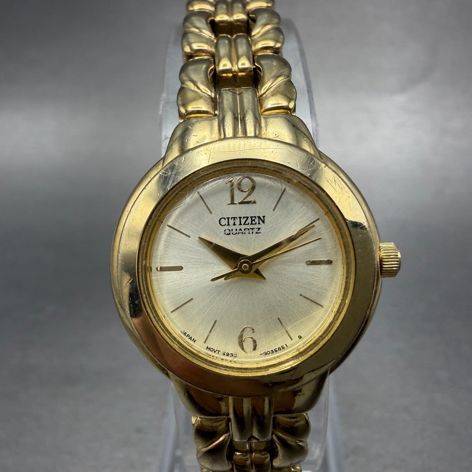 Citizen Watch Women 23mm Champagne Dial Gold Tone Round 5930-S021189 New Battery0