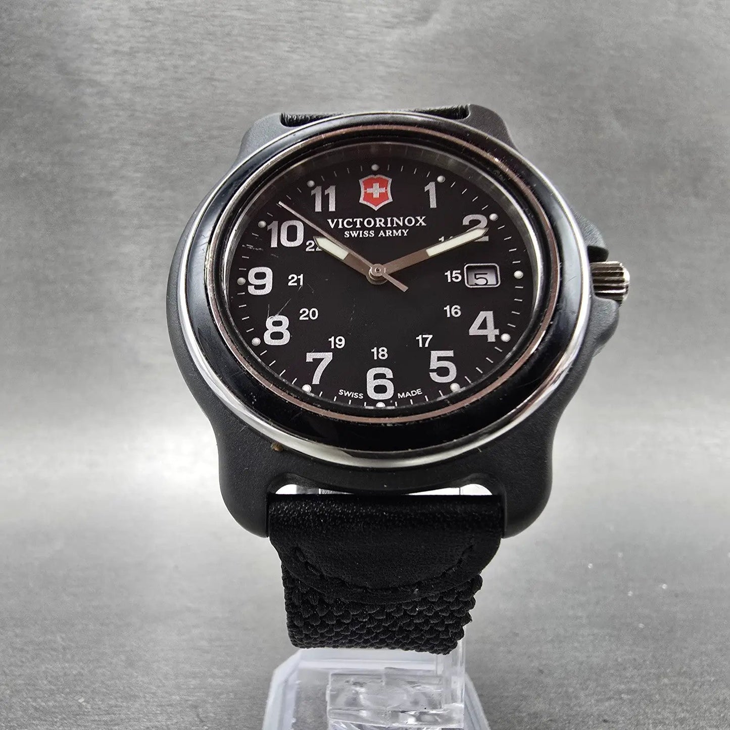 Victorinox Watch Men 43mm Black Dial Black Tone Date Round 249087 New Battery5
