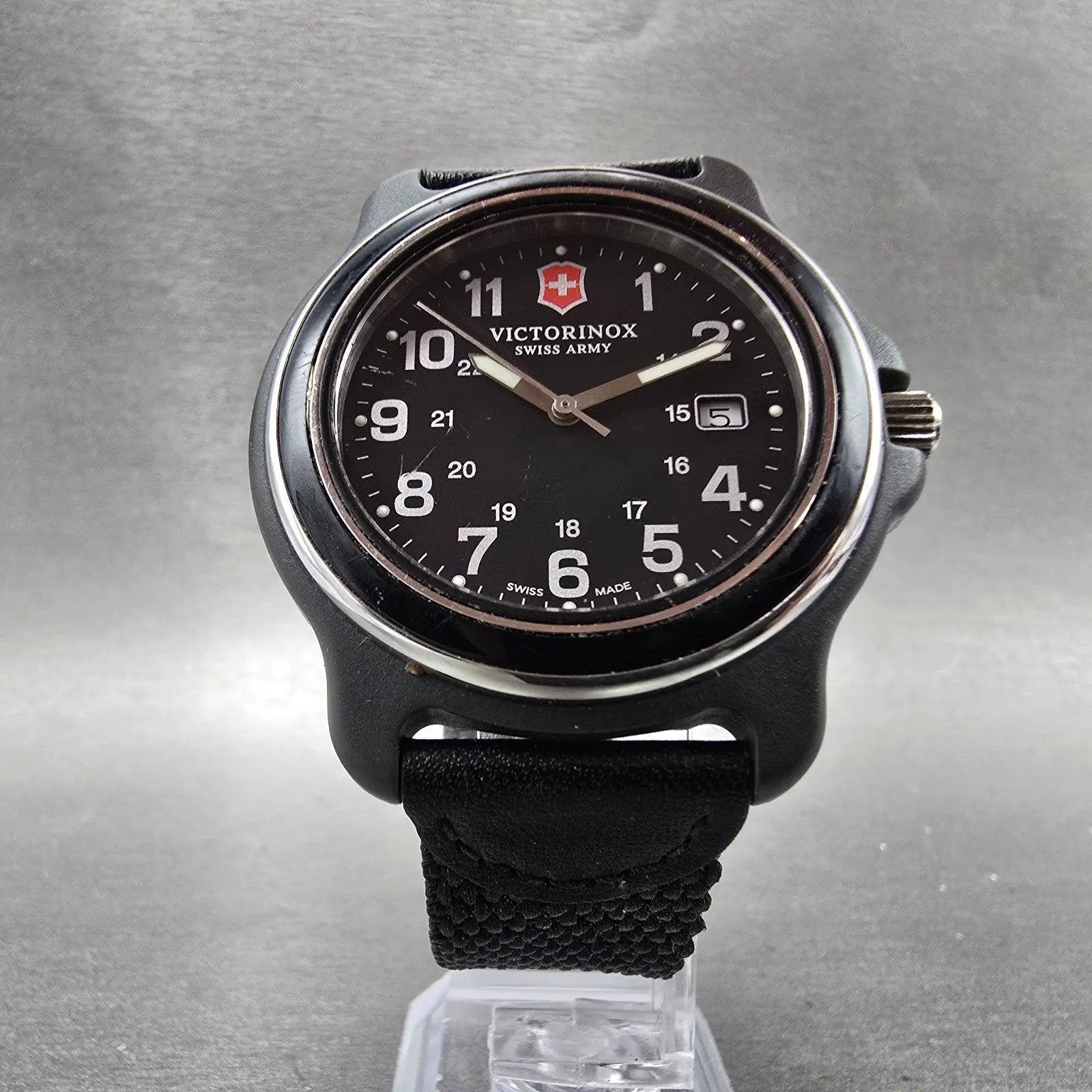 Victorinox Watch Men 43mm Black Dial Black Tone Date Round 249087 New Battery5