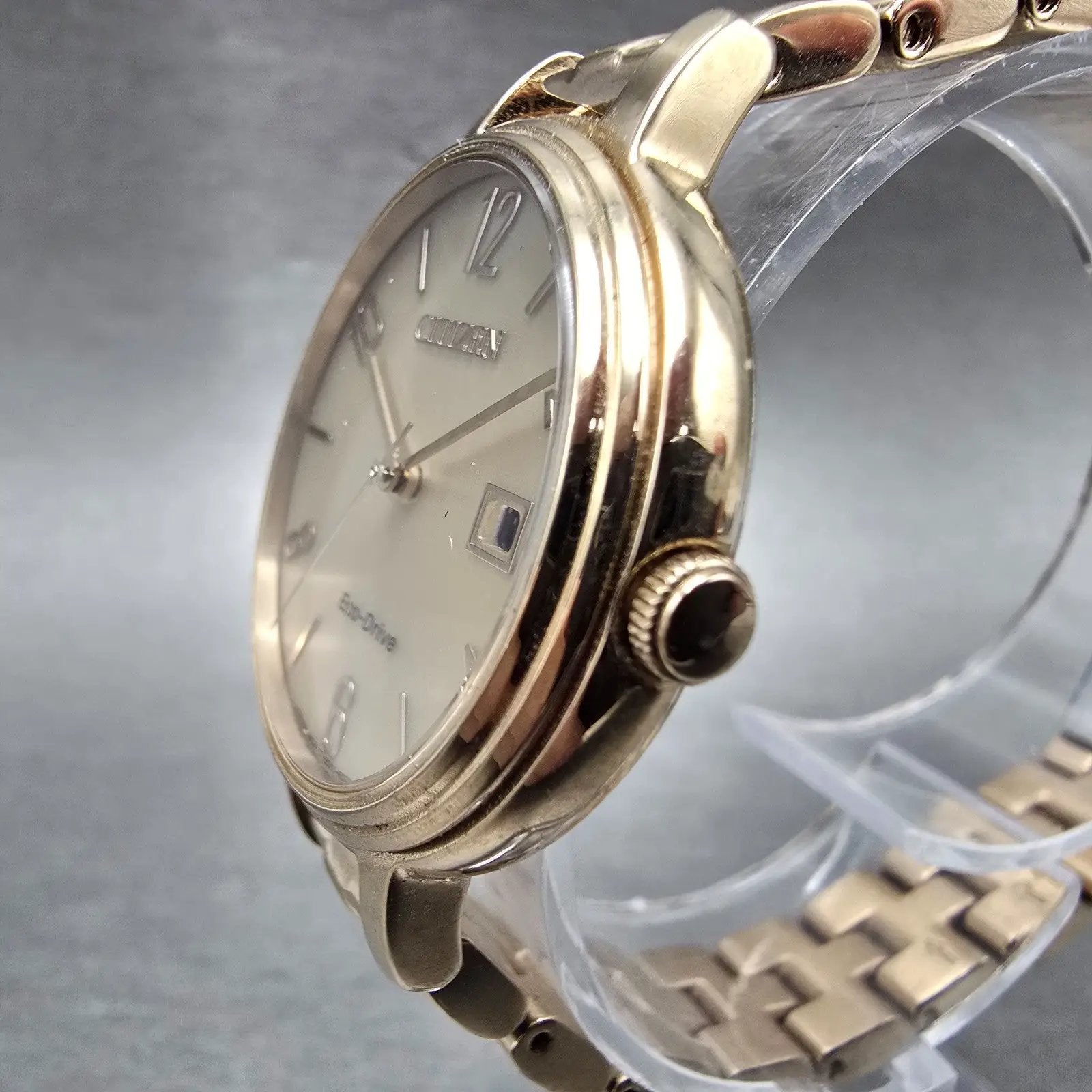 Citizen Eco-Drive Watch Women 31mm Beige Dial Rose Gold Tone Date Round Runs2