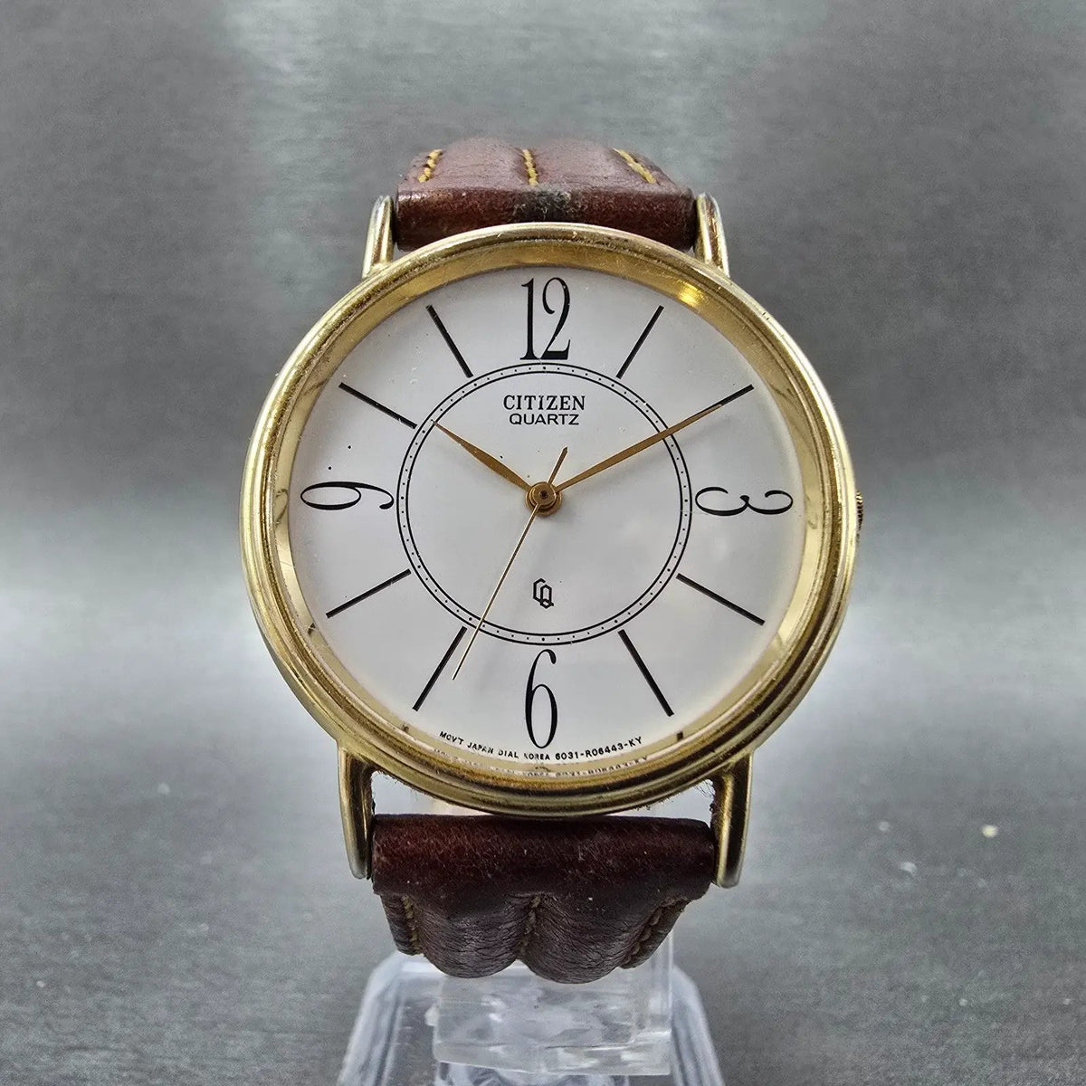 Citizen CQ Watch Men 34mm White Dial Gold Tone Round 6031-R00944 VTG PARTS6