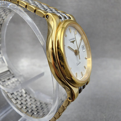 Longines Flagship Watch Women 24mm White Dial Two Tone Date Round 7291 New BattA3