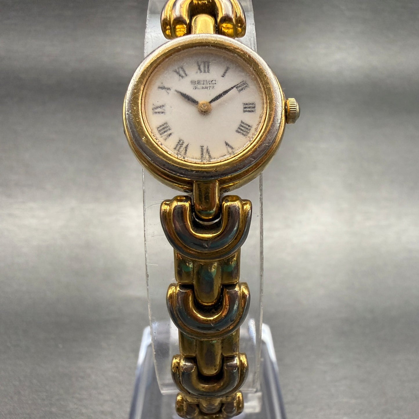 Seiko Watch Women 19mm White Dial Gold Tone Round 4N00-0581 New Battery5