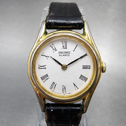 VTG Seiko Watch Women 19mm White Dial Gold Tone Round 2P200089 New Battery1
