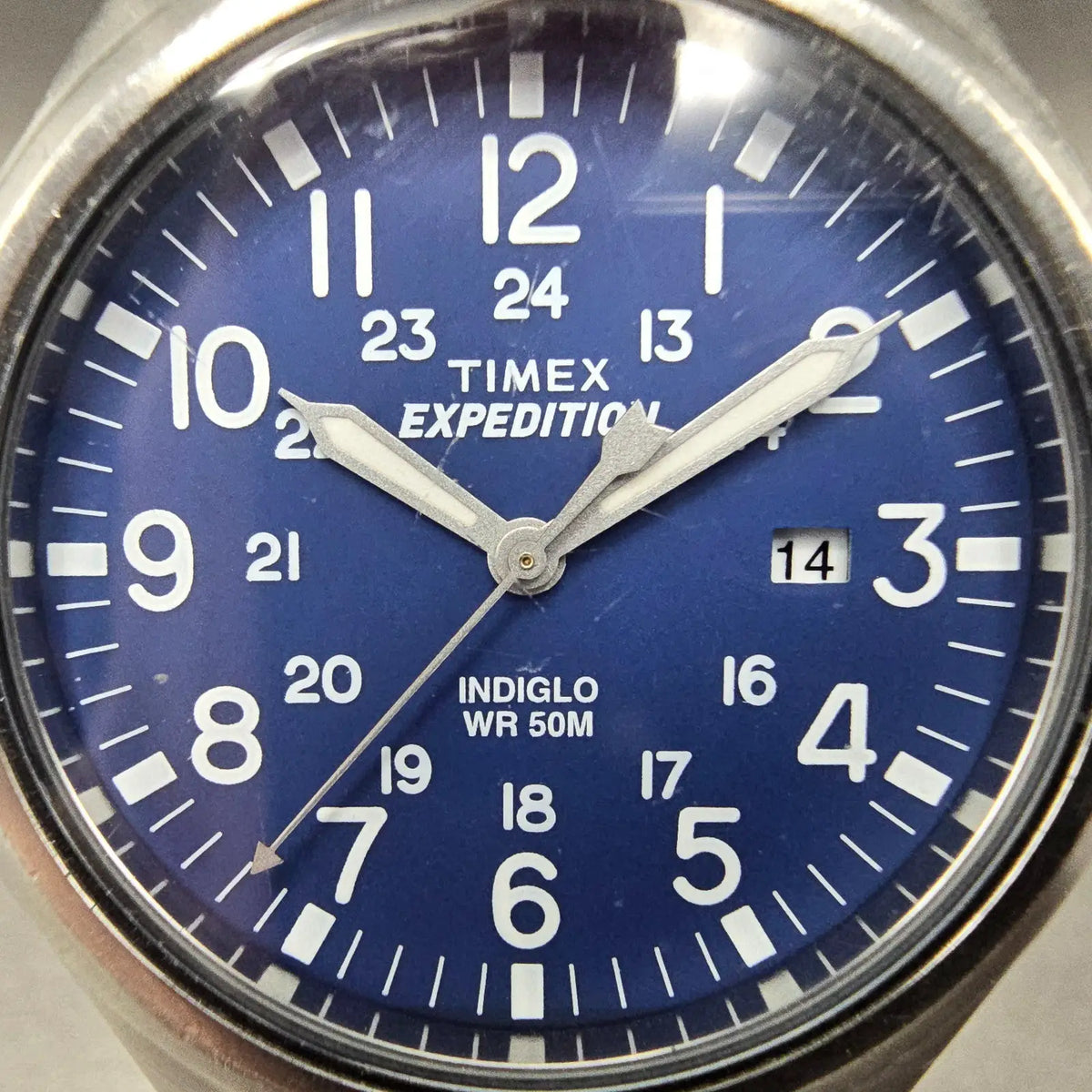 Timex Expedition Scout Watch Men 40mm Blue Dial Silver Date Round New Battery1