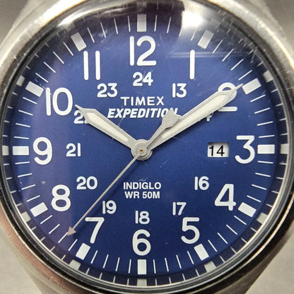 Timex Expedition Scout Watch Men 40mm Blue Dial Silver Date Round New Battery1