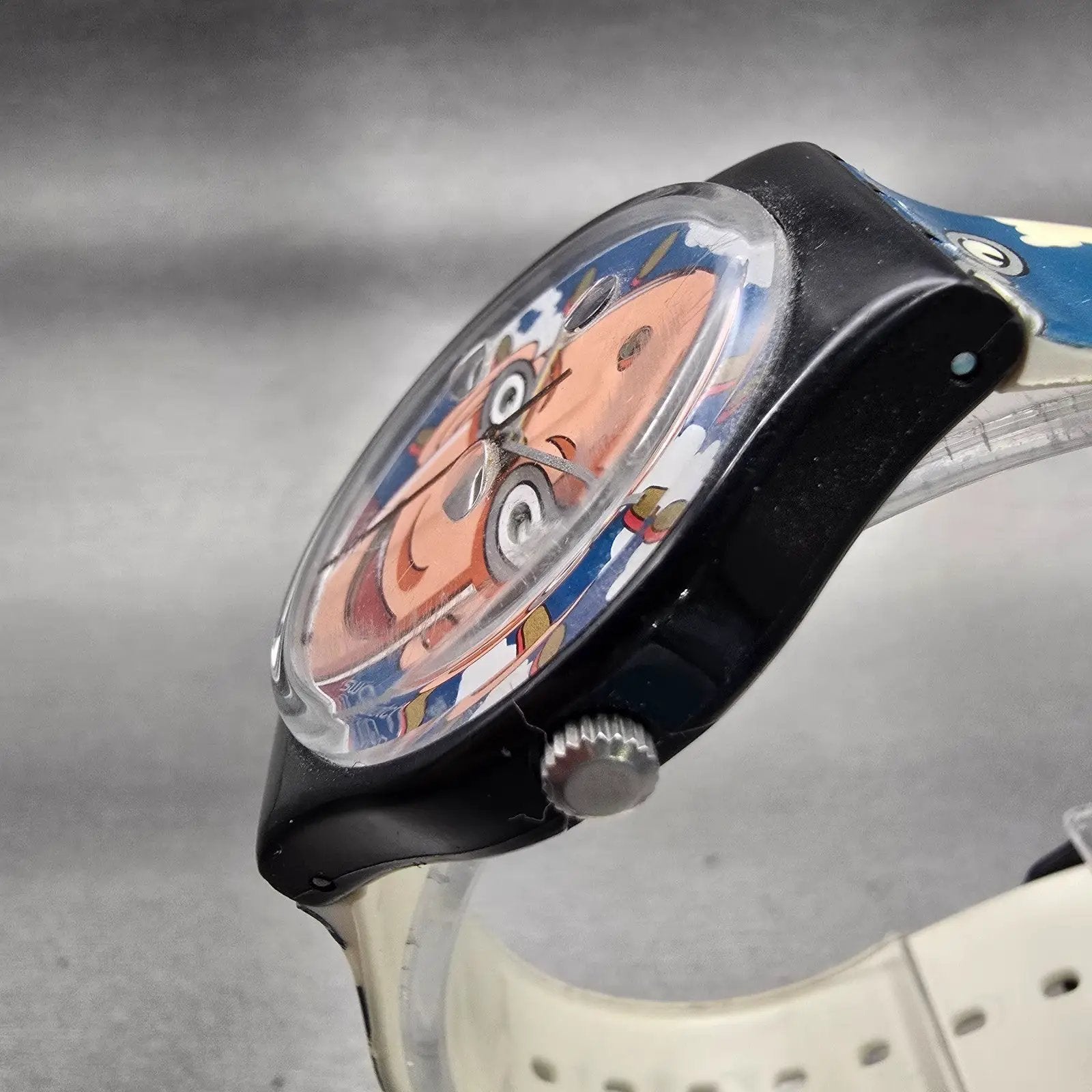 Swatch LOOKA Watch Men Blue Dial Black Tone Round GZ700 New Battery Vintage2