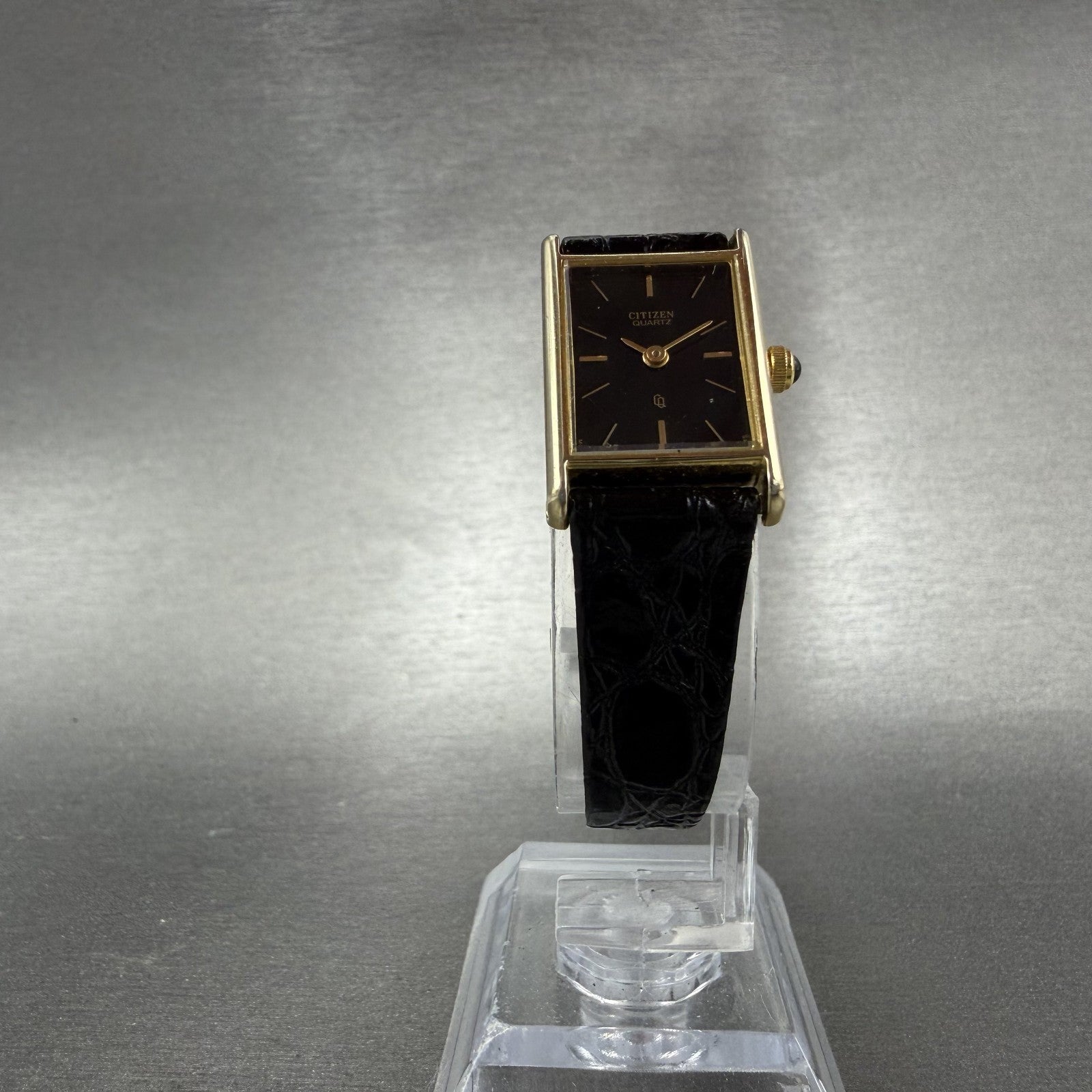 Citizen CQ Tank Watch Women 16mm Black Dial Gold Tone 3220-945174 New Battery GH5
