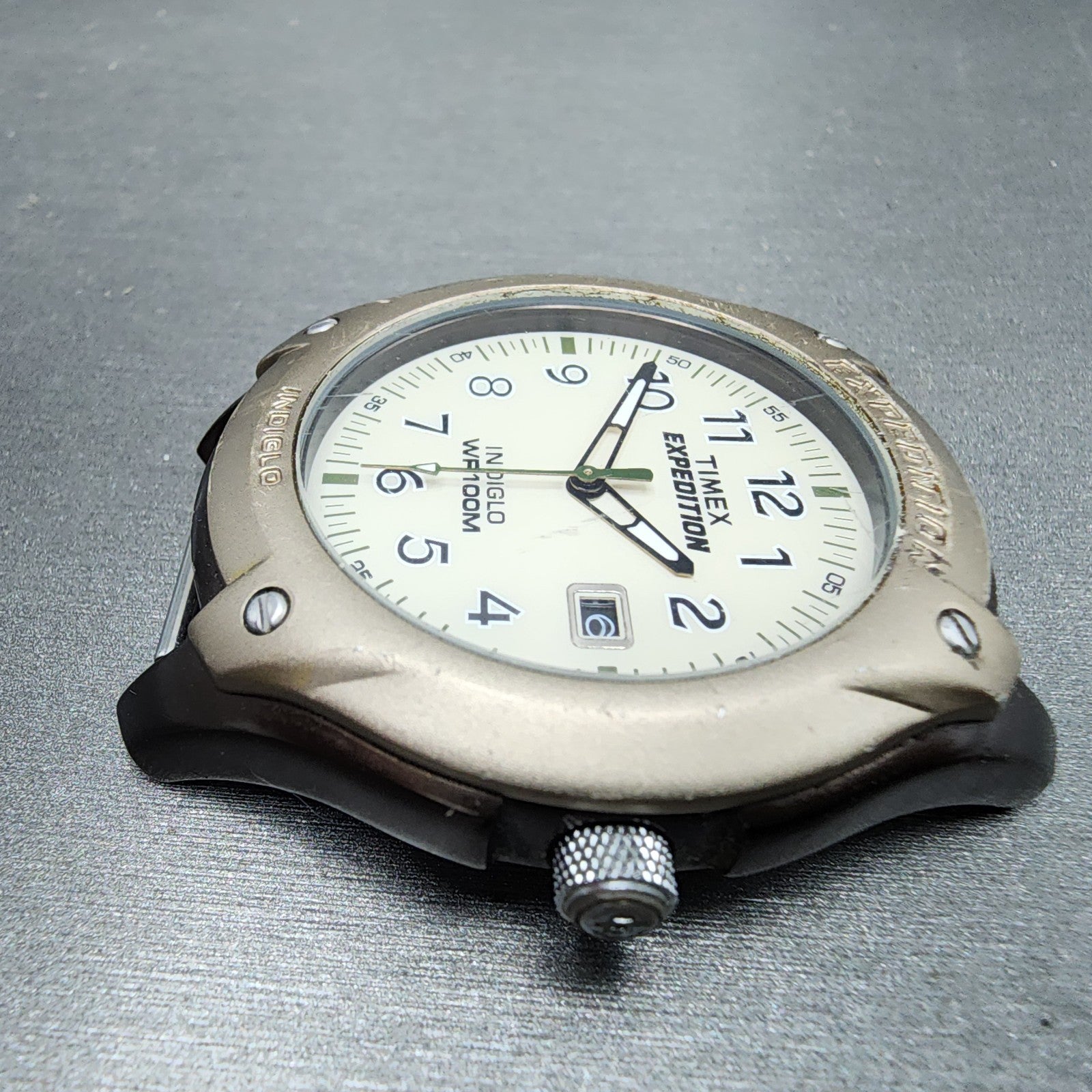 Timex Expedition Watch Men 42mm Cream Dial Brown Case Date Round READ!!! New Bat5