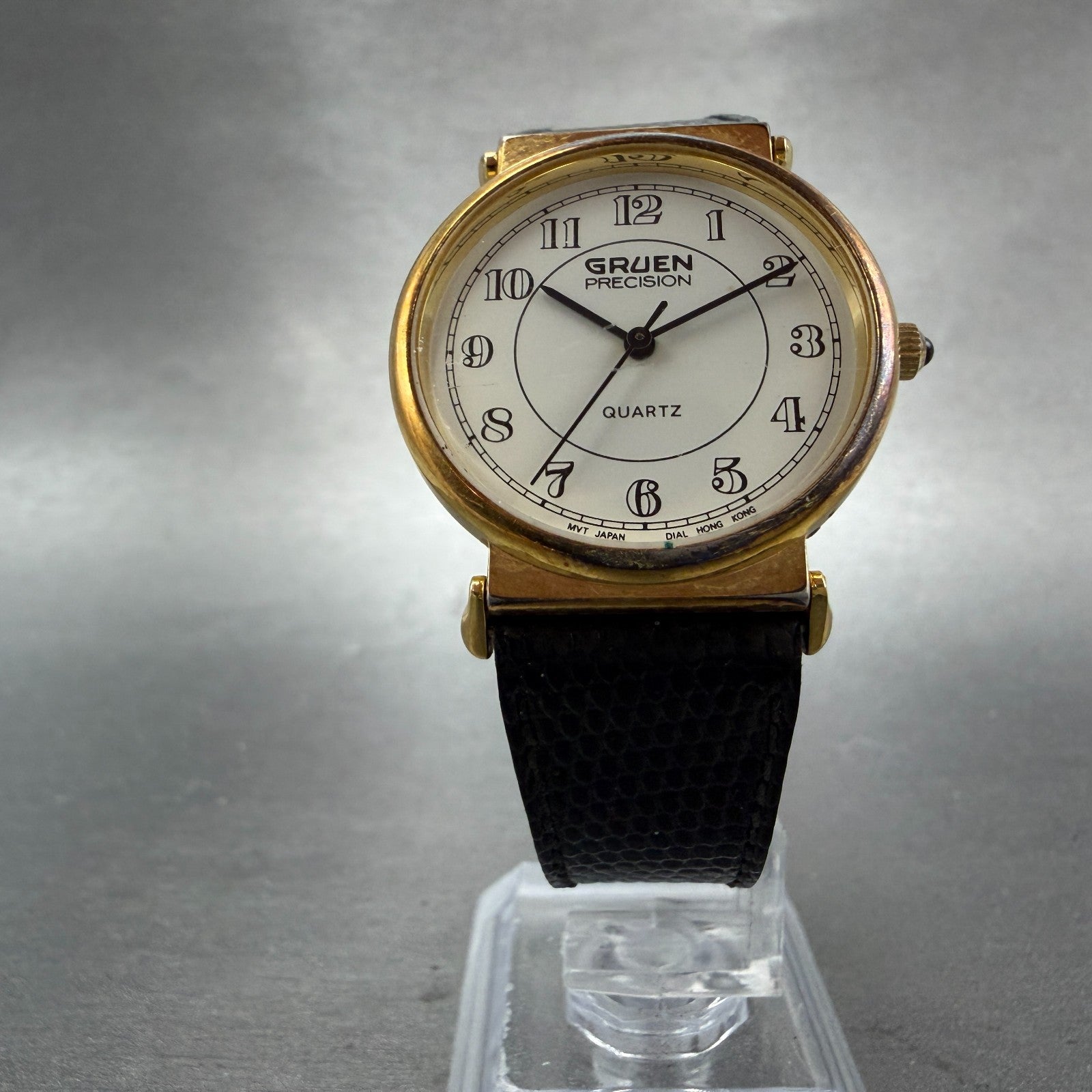 Gruen Precision Watch Men 31mm White Dial Gold Tone Round  New Battery5