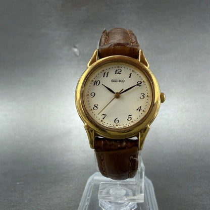 Seiko Watch Women 25mm Cream Dial Gold Tone Round V701-1930 New Battery5