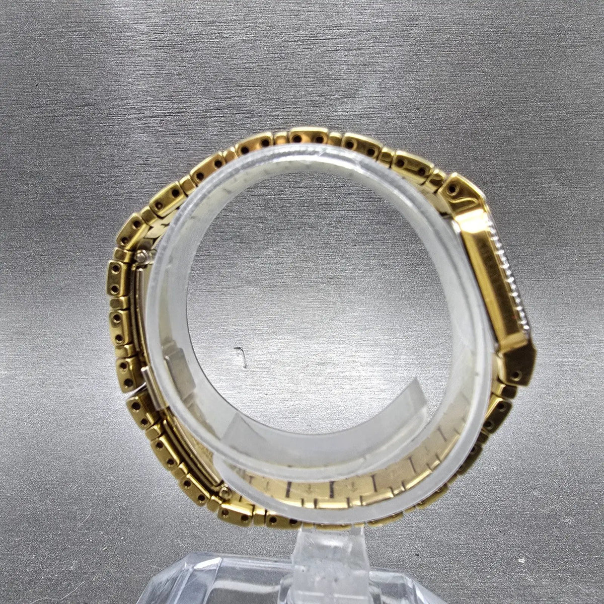 Seiko Tank Watch Women 15mm Black Dial Gold Diamond Bezel Rectangle  New Battery9