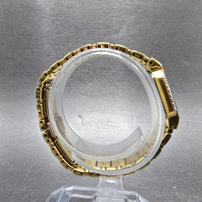 Seiko Tank Watch Women 15mm Black Dial Gold Diamond Bezel Rectangle  New Battery9
