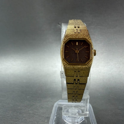 Seiko Watch Women 16mm Brown Dial Gold Tone Octagon 2C21-5470 New Battery HJ75