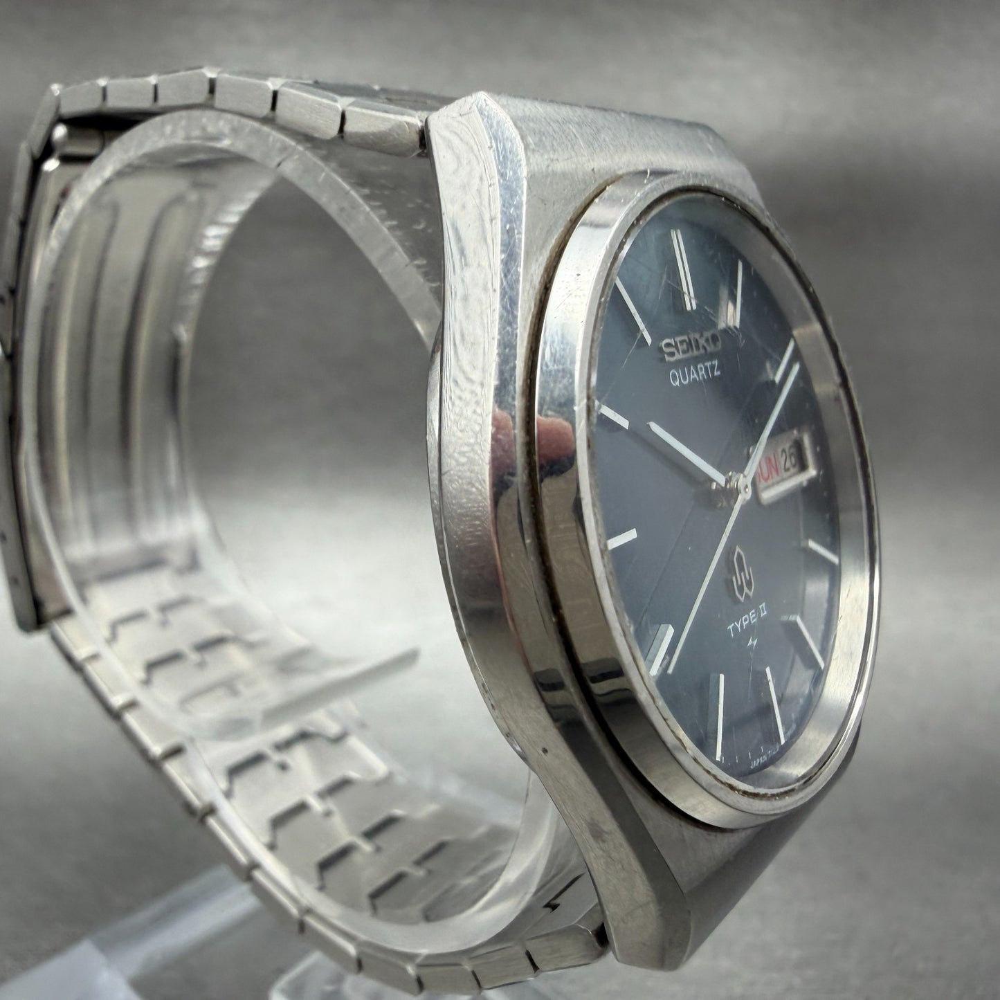 Seiko Type 2 Watch Men 35mm Blue Dial Silver Tone Daydate Round 71238090 Newbat3