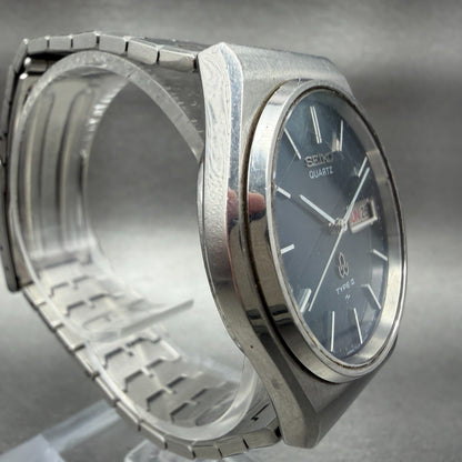 Seiko Type 2 Watch Men 35mm Blue Dial Silver Tone Daydate Round 71238090 Newbat3