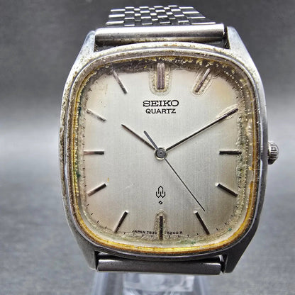 Seiko Watch Men 30mm White Dial Silver Tone Oval 7830-5210 JDM PARTS0