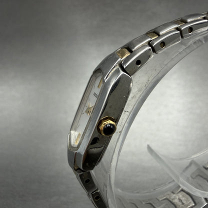 Seiko Watch Women 14mm Silver Dial Two Tone Rectangle 2e20-0at0 New Battery JUHO2