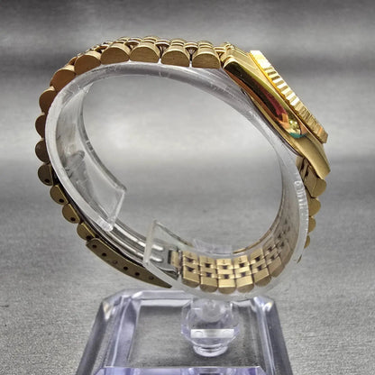 Seiko SQ Watch Women 24mm Black Dial Gold Tone Daydate Round 3E23-0A69 New Batt8