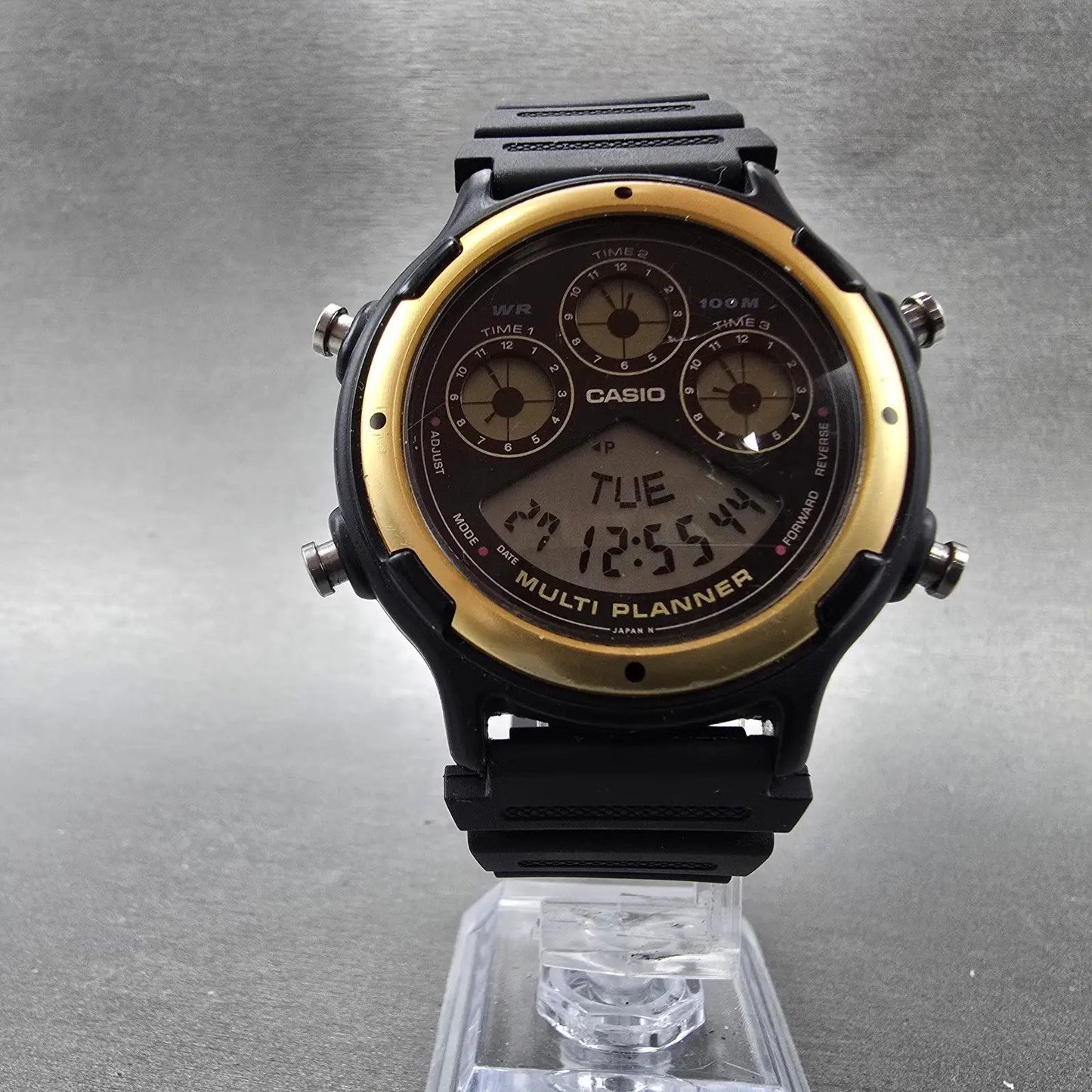 Casio BGP-20 Multi Planner Watch Men 39mm Black Gold Alarm Chronograph New Batt6
