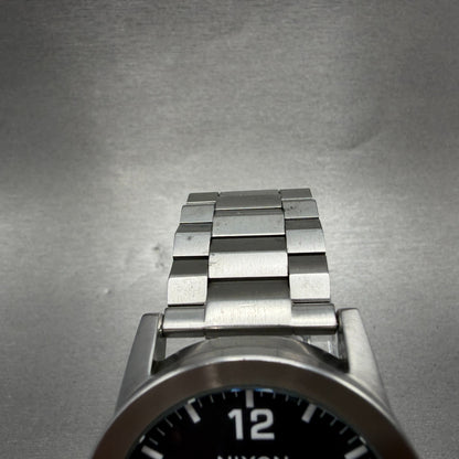 Nixon The Private Watch Men 42mm Black Dial Silver Tone Round Bracelet New Batt4