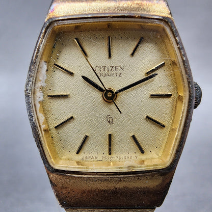 Citizen CQ Watch Women 20mm Champagne Dial Gold Tone Hexagon New Battery1