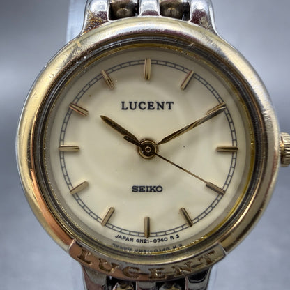 Seiko Watch Women 22mm Cream Dial Two Tone Round 4N21-0350 New Battery1