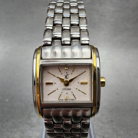 Citizen XC EcoDrive Tank Watch Women 19mm Cream Dial Two Tone Rectangle Runs0