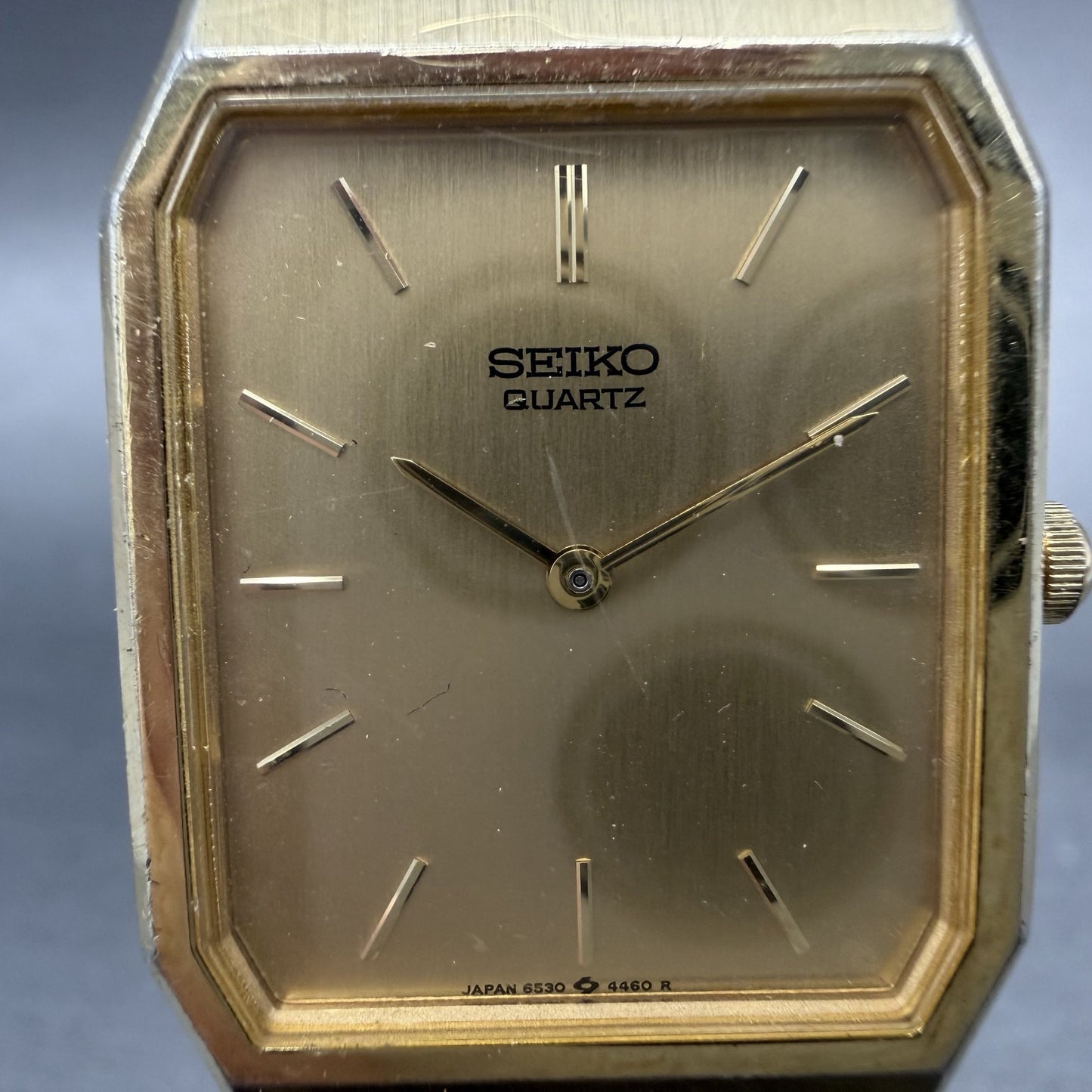 Seiko Tank Watch Men 25mm Champagne Dial Gold Tone 6530-5790 New Battery1