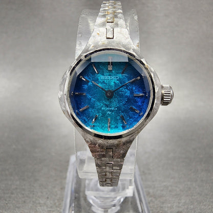 Seiko Watch Women 21mm Blue Dial Silver Tone Round 170830 Manual Runs0