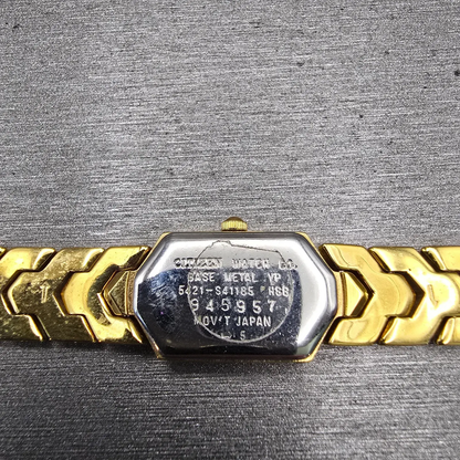 Citizen Watch Women 18mm Gold Dial Gold Tone Hexagon 5421-S41185 New Battery VTG10
