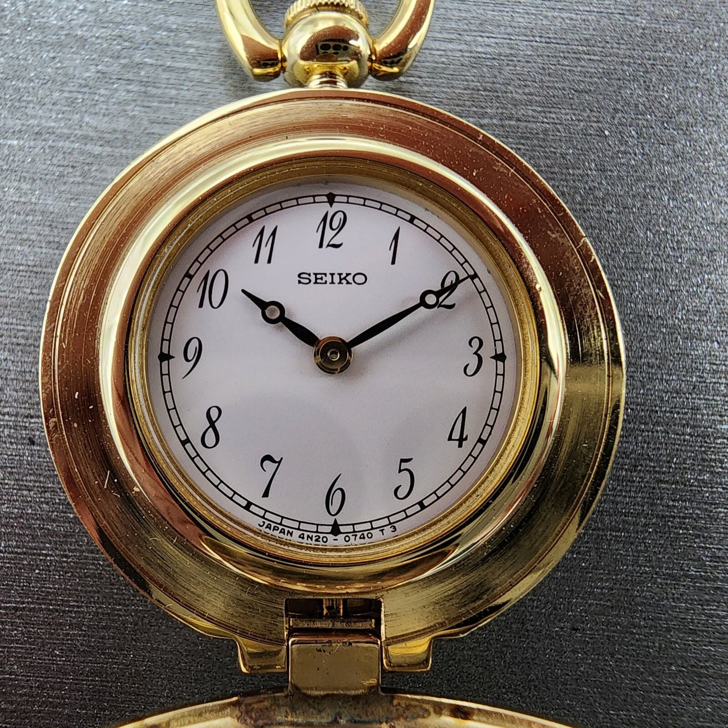 Seiko Pocket Watch Women 27mm White Dial Gold Tone 4n200450 New Battery1