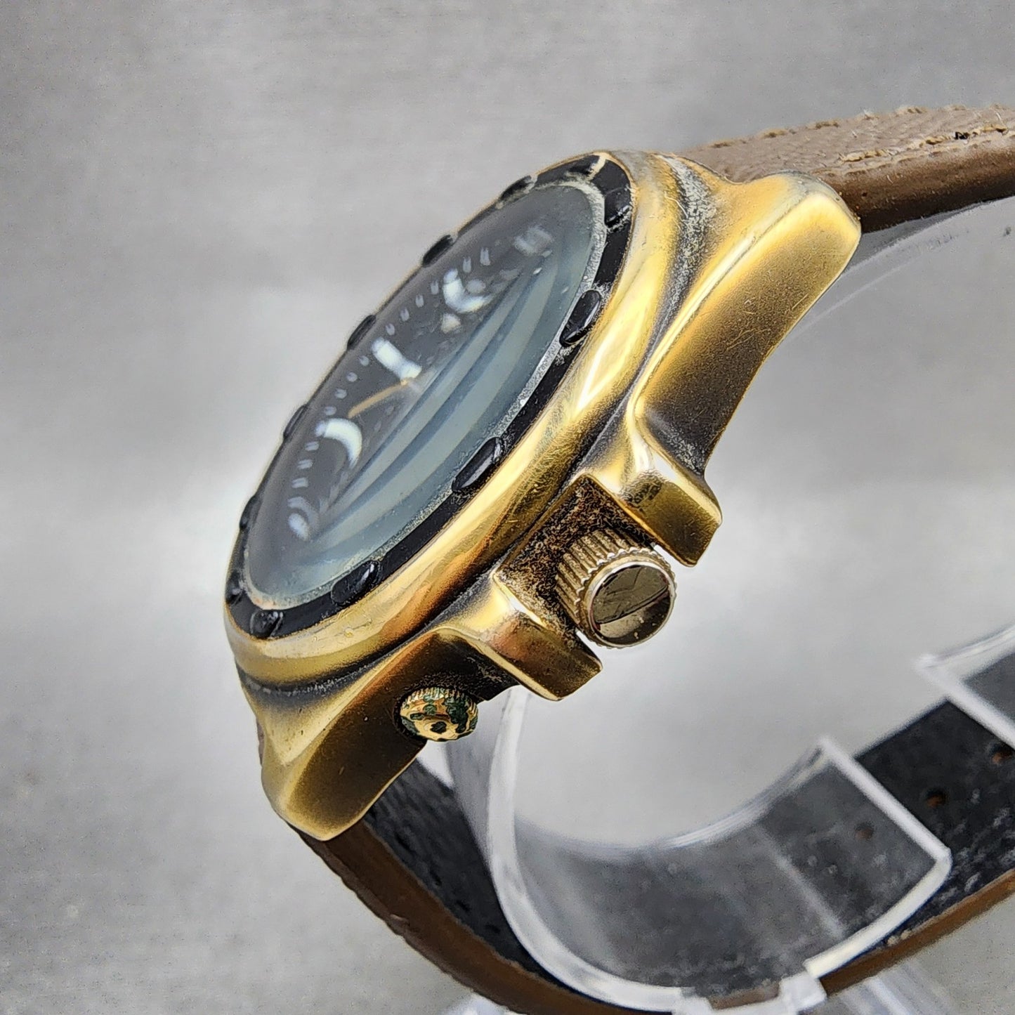 Pulsar Watch Men 38mm Black Dial Gold Tone Alarm Round Y9778A00 New Battery2