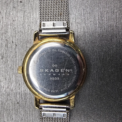 Skagen Watch Women 26mm White Dial Two Tone Date Round 3SGS New Battery FT1210