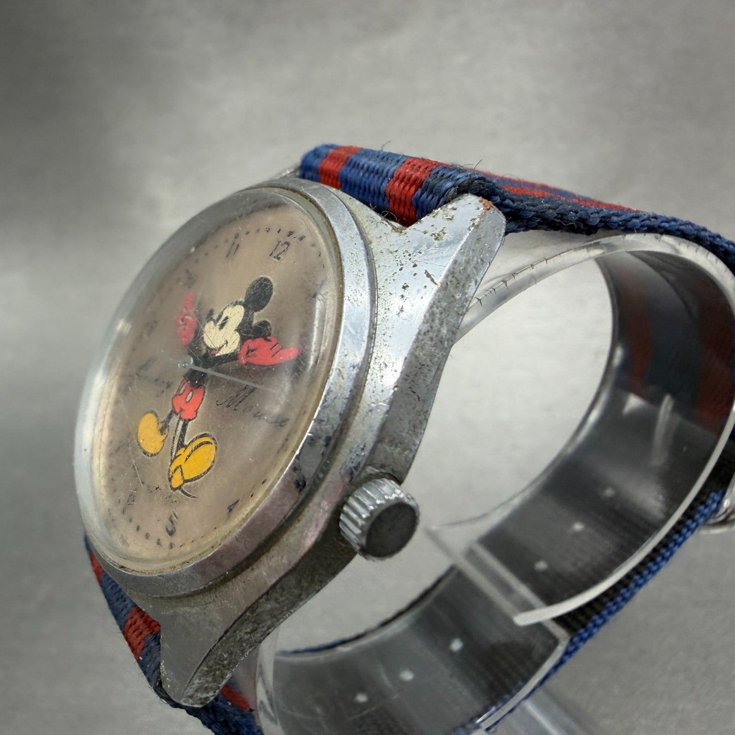 Seiko Mickey Mouse Watch Men 35mm Silver Dial Silver Tone Manual 5000-7000 Runs2