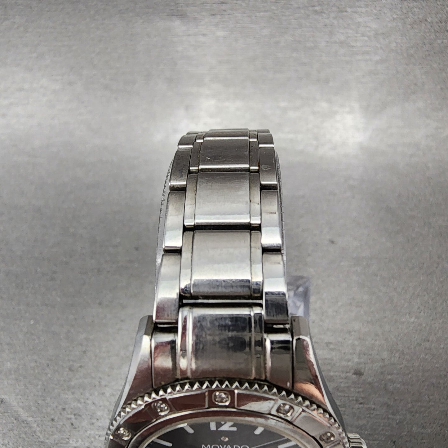 Movado Gentry Watch Women 28mm Black Dial Silver Tone Round 84 E9 1860 New Batt4
