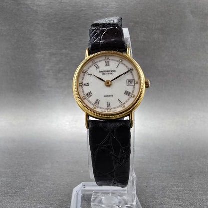 Raymond Weil Watch Women 23mm White Dial Gold Plated Date Round 5314 New Batt JH5