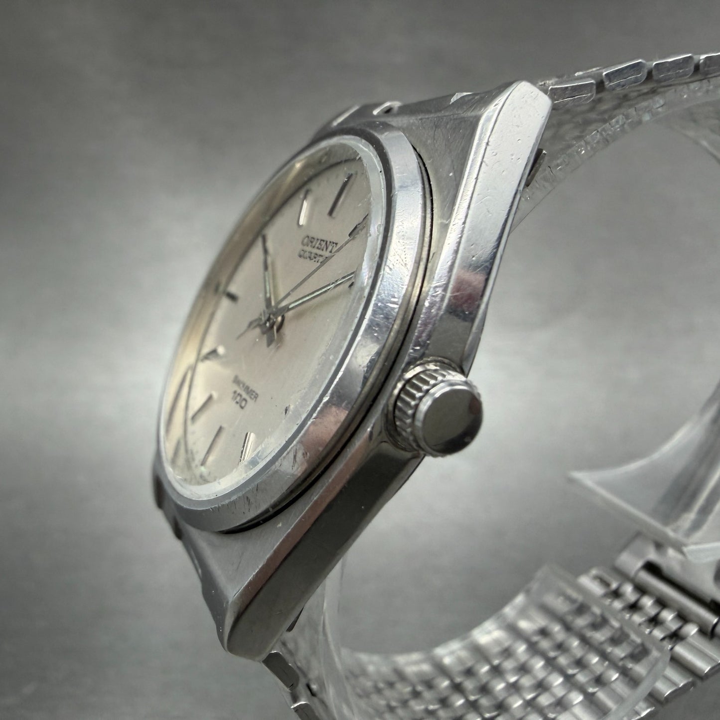 Orient Swimmer Watch Unisex 32mm Silver Dial Silver Tone Date Round New Battery2