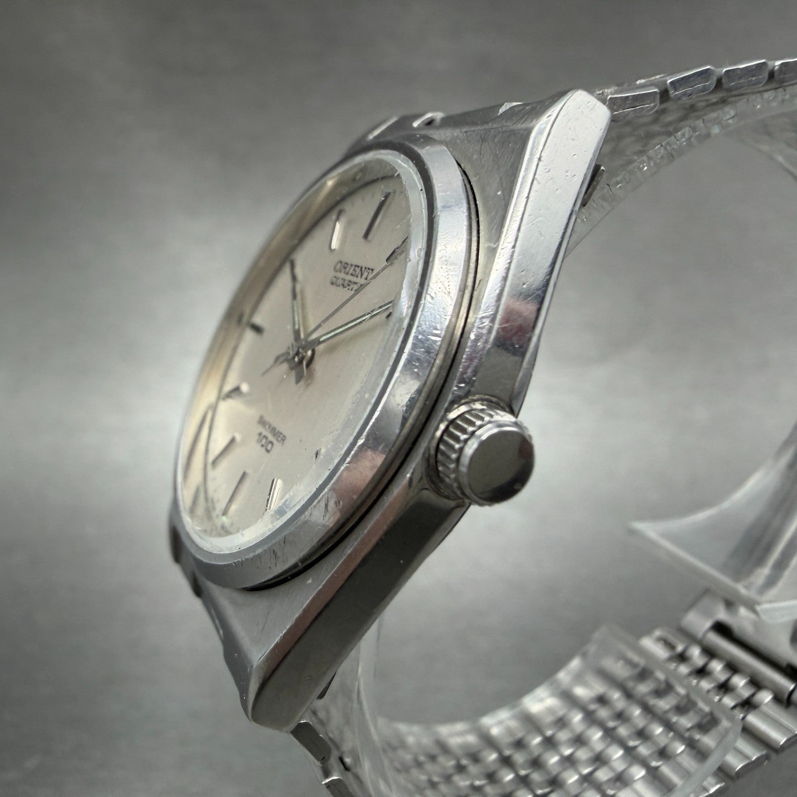 Orient Swimmer Watch Unisex 32mm Silver Dial Silver Tone Date Round New Battery2