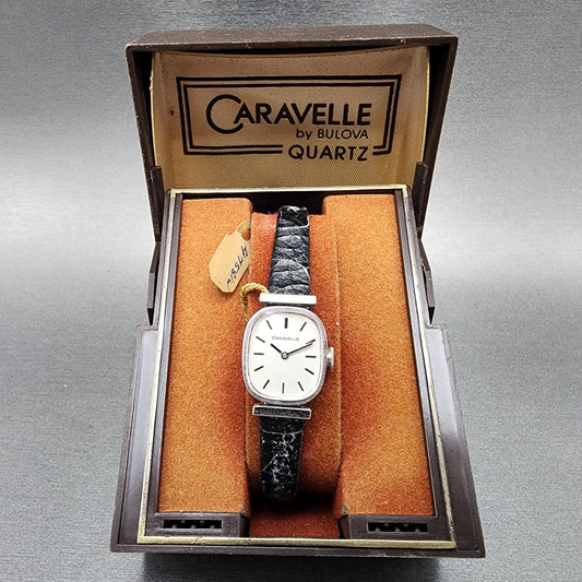 Bulova Caravelle Watch Women 17mm Silver Dial Silver Tone Manual Wind Runs NOS