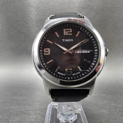 Timex  Elevated Classic Watch Men 40mm Black Dial Steel Daydate T2E561 New Batt5