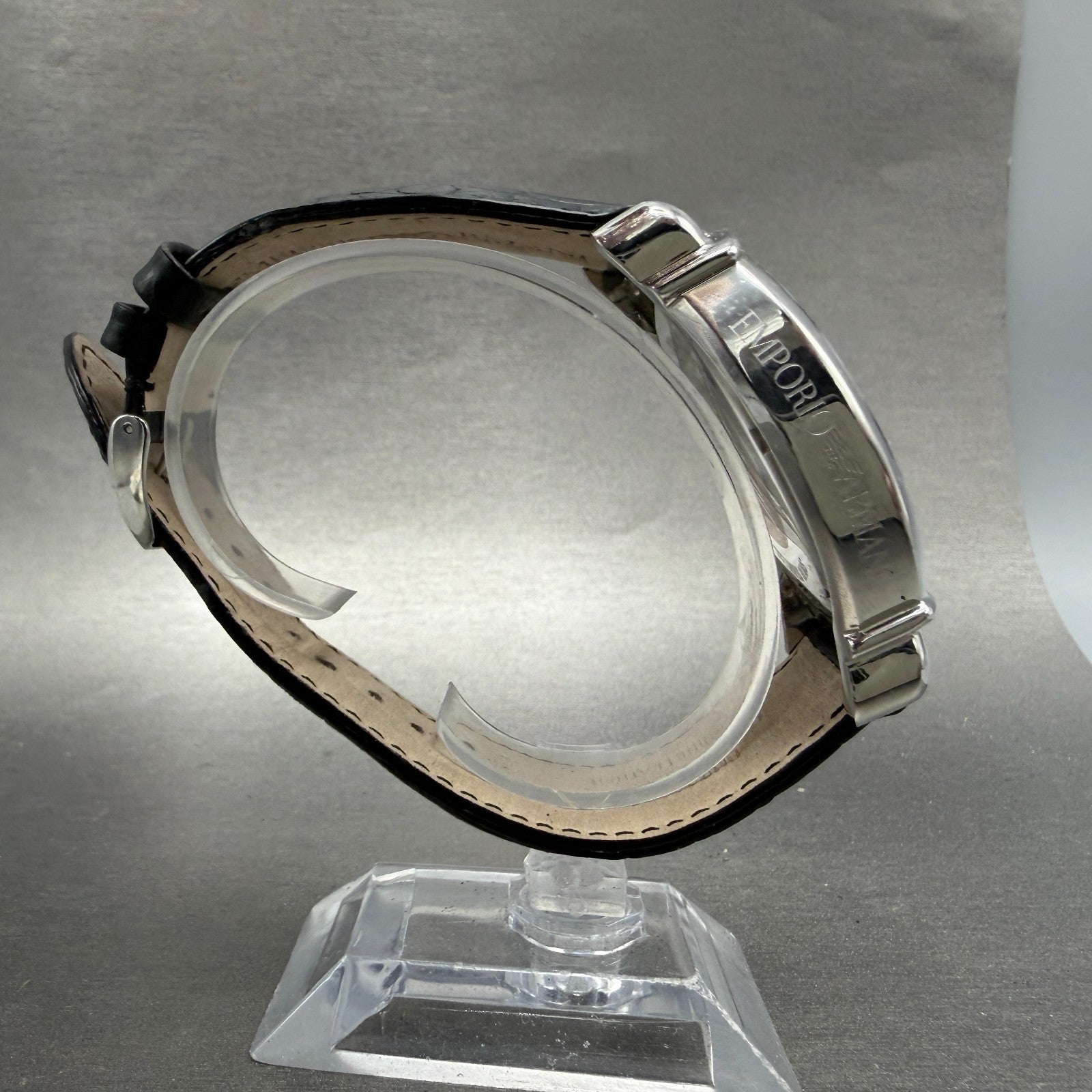 Emporio Armani Watch Men 41mm Black Dial Silver Tone Round AR-0263 New Battery8
