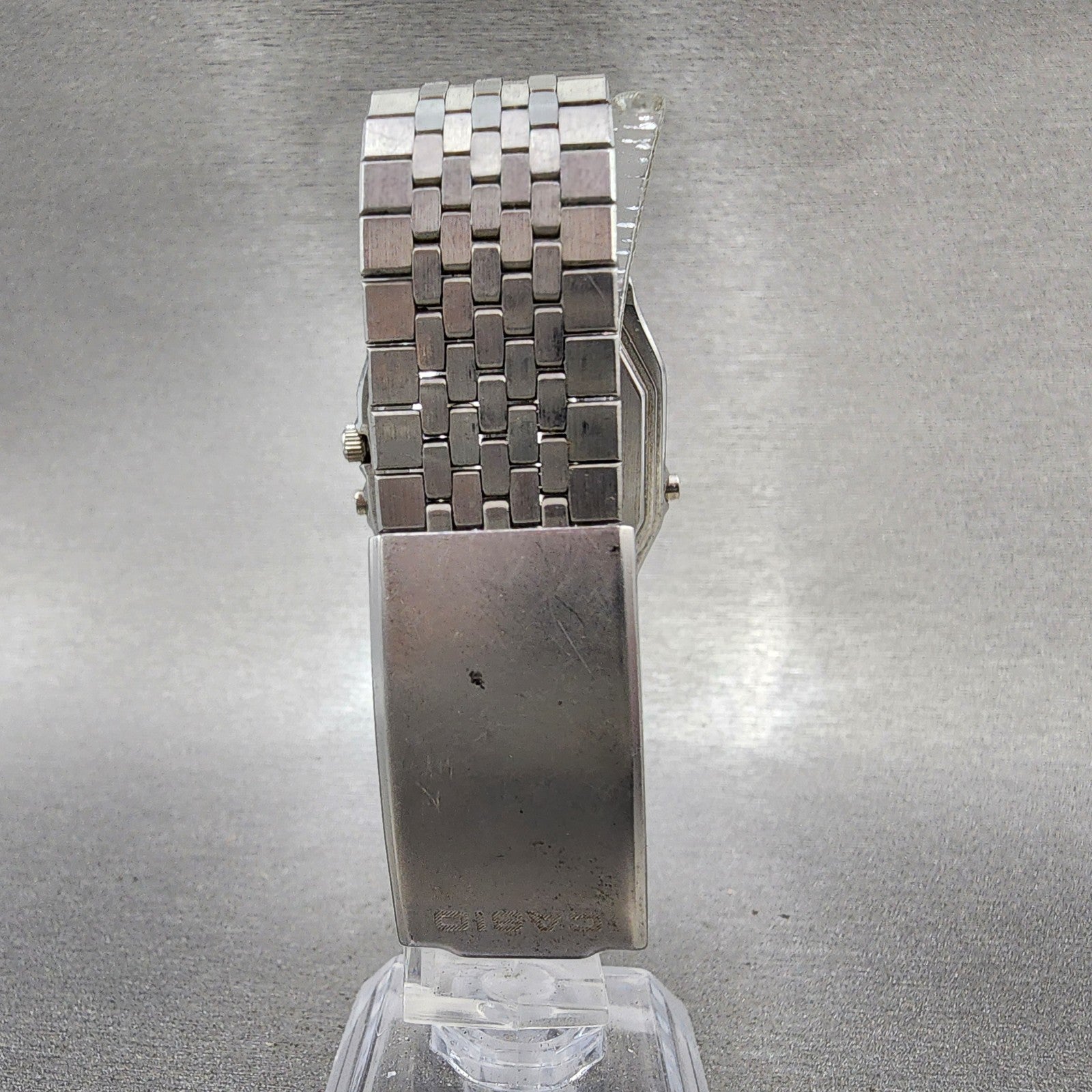 Casio AQ351 Watch Men 31mm Silver Dial Silver Tone Rectangle Alarm Chrono PARTS8